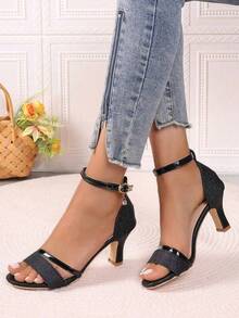 Women Heeled Sandals - Black - View 5