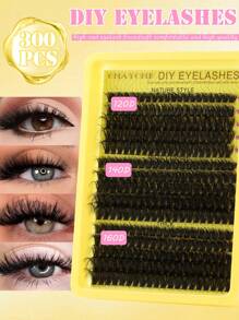 300 簇睫毛浓密蓬松纤细睫毛 0.07 毫米 D 卷曲假睫毛 30D-160D/10-18 毫米混合长度仿貂皮单根睫毛自然柔软睫毛延长化妆品适合任何风格