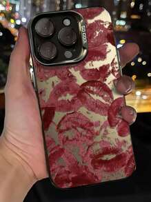 1pc Retro Sexy Red Lip Print Case Compatible With Apple Phone 16 Pro Max 15 Pro 14 Plus 13 12 11 X/Xs XS MAX 7 8 Plus Smartphone Accessories New Luxury High Quality Shockproof Anti-Slip PHONE Protective Waterproof Anti-Fall Scratch Resistant