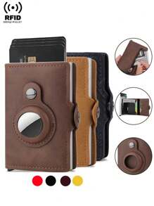 Airtag Wallet Rfid Credit Card Holder Luxury Men Women Bank Cardholder Case Wallet Money Bag Purse Compatible With Apple Air Tag Tracker