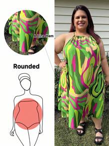 Enliva 大码女式夏季全身印花休闲吊带裙