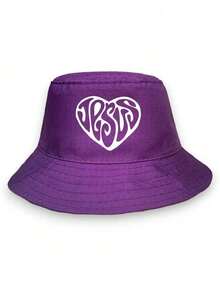 Chapéu boné Bucket Hat Coração Escrito Jesus - Roxo - Visão 2