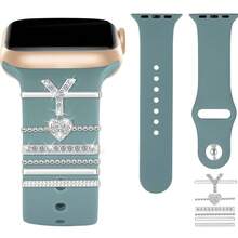 6 Peças/Conjunto Letras de Strass de Liga A-Z Adequadas para Pulseira de Silicone do , Anel Decorativo com Letra em Formato de Coração