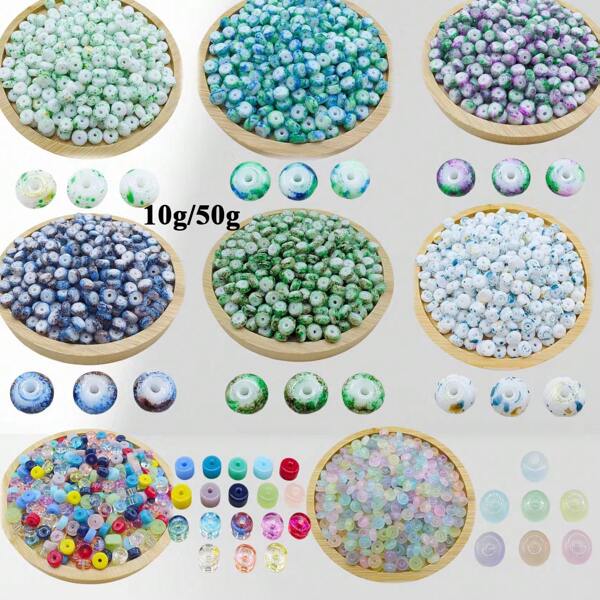 10/50g 6mm Abacus Beads Kit - Vibrant Transparent Glass Flat Beads Multiple Colors With Versatile Spacer Beads - Perfect For DIY Beading Projects, Ideal For Creating Unique Bracelets And Necklaces, Essential Jewelry Making Accessories