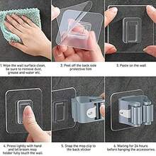 4Pcs Self Adhesive Mop Holder Broom Holder Wall Mounted White Mop And Broom Holder No Drill Wall Mounted Organizer Clip Wall Mount Broom Clips Broom Clips Without Drilling For Kitchen Bathroom