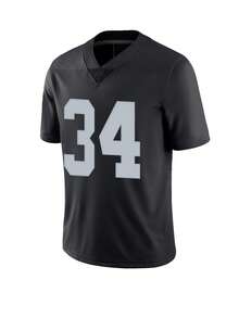 Men's Football Jersey 34 Black  Embroidered Sports T-Shirt, Fitness Training Casual Short-Sleeved Shirt - 黑色 - 查看 2