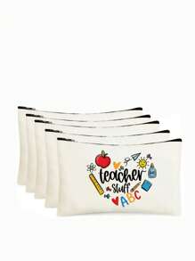 1 PEÇA/5 PEÇAS/10 PEÇAS Organizador de Maquiagem com Tema de Professor de Carta do Arco-Íris, Estilo Y2K Impressão de Letra do Arco-Íris Letra Colorida Design Engraçado Necessaire Portátil para Viagem, Bolsa de Maquiagem, Organizador de Maquiagem, Armazenamento de Maquiagem, Bolsa de Cosméticos, Bolsa de Higiene, Capacidade Grande, para Férias, Praia, Banheiro, Coleção de Quarto