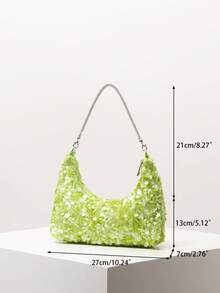 优雅亮片单肩包，花卉包，新娘派对包，亮片包，舞会包，舞会配饰，高级手提包，婚礼用品，女士优雅包（图案随机），绿色 - 綠色 - 查看 7