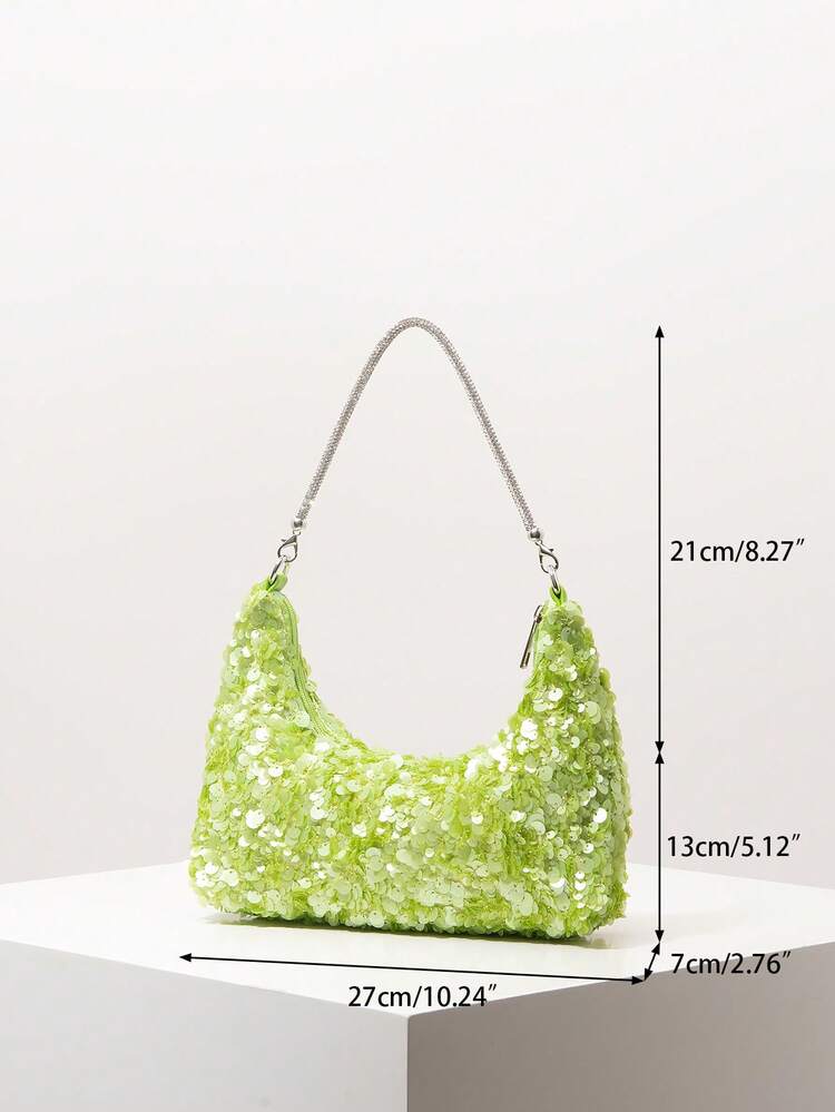 Bolso de Hombro con Lentejuelas (Patrón Aleatorio), Bolsos Elegantes para Mujer, Atuendos para Noche de Gala y Fiesta, Bolso y Accesorios para Baile de Graduación, Artículos para Boda, Regal - Verde - Añade 8