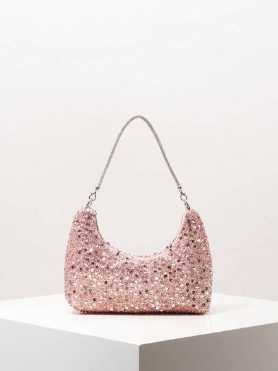 Elegant Sequin Shoulder Bag, Floral Bag, Bridal Party, Sequin Bag, Prom Bag, Prom Accessories, Premium Style Handbag, Wedding Items, Bag For Women Elegant (Pattern Random)