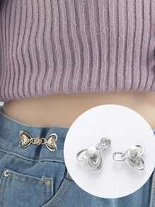 1 Pair/2 Pairs Of High-End Pearl Heart-Shaped Brooch Waist Adjuster For Jeans Skirts, Premium Quality With Adjustable Waistband Buckle