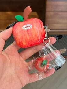 3D 叶子和红苹果设计 4/3 耳机保护壳，柔软硅胶套，兼容 Apple 2/Pro，清新夏日风格