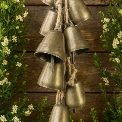Cirelle Craft Bells, Bronze Bells, Wind Chime Ornaments, A String Of 8 Combinations, Home Decoration, Can Hang Wind Chimes To Break Into The House To Make Doorbells Wedding Holiday Decorations Christmas Decorations Room Decor Christmas