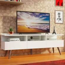 Madesa London TV Stand Rack For TVs Up To 65'', White - White - View 2