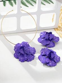 3pcs/Set Elegant Bohemian Style Metal Oversized Flower Pendant Necklace, Earrings Jewelry Set For Women, Suitable For Daily & Vacation Outfits