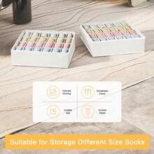1Pc White Underwear Sock Drawer Organizer 1-Pack, Dispenser Underwear Organizer 20 Compartment Fabric Dresser Drawer Organizer Storage Box Socks, Underwear, Handkerchiefs, Ties. - White - View 9