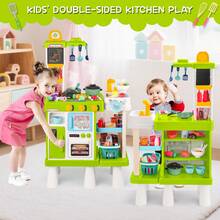 Kids Play Kitchen Set Pretend Cooking Toy With Accessories  Educational Kitchen Playset - Green - View 4
