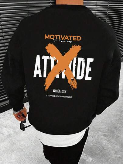 Herren Große Größen Lässig Rundhals Sweatshirt, Buchstaben Grafik Muster, Urban Street Style, geeignet für Läss, Sport, Wochenenden, Frühling, Sommer, Herbst, Winter