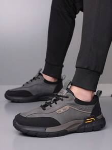 新款休闲鞋男士户外防滑耐磨百搭运动鞋软底登山鞋 - 灰色 - 查看 4
