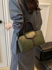 High-Quality Patchwork Leather Women's Handbag, Suitable For Daily Use And Outings, With Shoulder Strap For Crossbody Wear - Olive Green - View 9