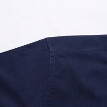 [Tedelon]56% Polyester 40% Cotton 4% Spandex ,Slim Fit Dress Shirt - White Formal/Casual Shirt With Contrast Collar & Cuff Details, Breathable Cotton Blend For Business, Daily Wear - 藏青 - 查看 2