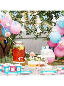 15pcs/Set Silly Goose Birthday Banner And Bow Silly Goose Party Decoration, Farm Animal Baby Shower, Birthday, Party, Gender Revealing Decoration Banner(Blue)