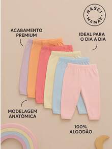 Kit 6 Basic Baby Pants Without Foot, Cotton, Assorted Colors - Boys - View 3