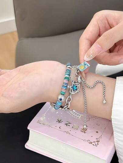 1 条女式太阳心复古串珠金属表带，兼容 38/40/41/42/44/45/46/49 毫米，兼容 表带 Ultra/Se10/9/8/7/6/5/4/3/2/1