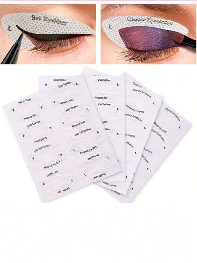 32片眼妆模板贴纸，眼妆辅助工具，眼线模板，眼影模板，眼线形状模板贴片，舞台妆，日常妆容，易于粘贴和卸除，快速上妆，适合初学者，新手也能轻松学习眼妆，棒状眼线化妆品，眼妆辅助贴纸，美容工具，快速便捷的眼妆，绘画辅助化妆工具，快速模板辅助眼线模板，轻松画出完美眼线，适合化妆爱好者，初学者也能轻松入门。