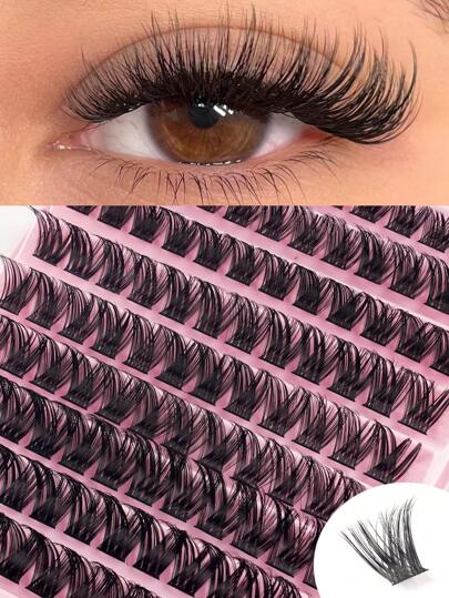 120 pièces de faux cils individuels noirs naturels à boucle D pour débutants, extension de cils douce et confortable. Faux cils DIY pour agrandir les yeux, convient pour les sorties quotidiennes, les voyages, la photographie, les rassemblements, les mariages et le maquillage.