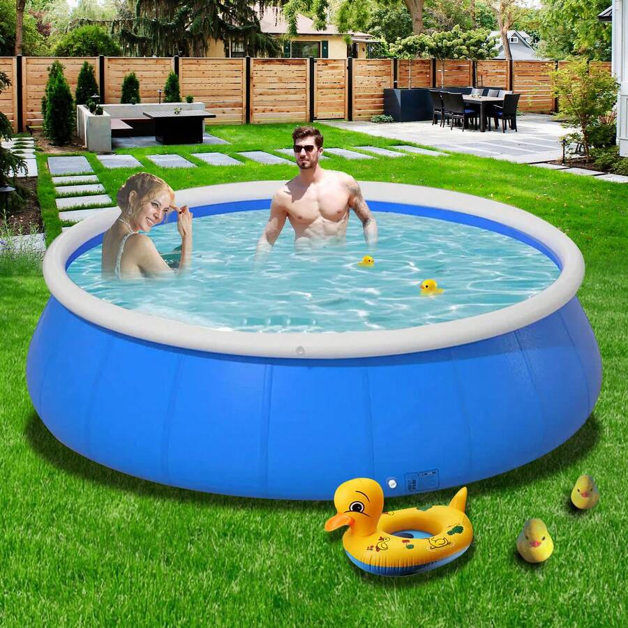 Multi-Size Super Large Round Inflatable Pool Dish Swimming Pool, Inflatable Floor Swimming Pool In Sheung Wan, PVC Material, Durable Mesh Fabric, Family Outdoor Garden Party - Màu xanh lam - Xem 1