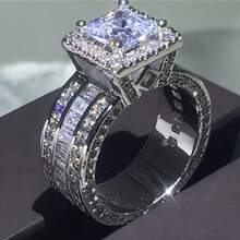Luxury Ultra Shiny Women's Men's Fashion Ring Exquisite Silvery Synthetic  Wedding Ring Women's Engagement Jewelry - 7 - View 2