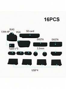 16PCS/Set Laptop Dust Stopper Laptop, USB Port And Headphone Jack Universal USB Dust Stopper Fit Universal Computer Interface Model Beautiful Appearance Color Matching Easy To Pull Out And Take - Compatible With MacBook, Smart Phone And Tablet - Professional Protection Cover
