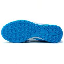 女士休闲足球鞋，字母图案，魔术贴搭扣，钉鞋底，训练运动鞋 - 白藍 - 查看 5