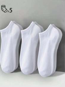 5 Pairs Women's Cotton Socks, Invisible Socks, Short Socks, White Socks, Gray Socks, Black Socks, Ladies Socks, Cute Socks, Girls Socks, Suitable For Autumn, Winter, Spring, Summer, Mesh Breathable Details, Moisture-Wicking, Soft And Smooth, Suitable For Various Occasions Like Festivals, Sports, Casual, Business, Can Be Worn Year-Round, Random Color Combination