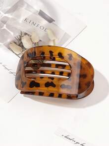 法式扁平椭圆发夹、豹纹发夹、多功能发夹、扁平鳄鱼皮发夹、弧形树脂发夹、发饰 - 彩色 - 查看 17