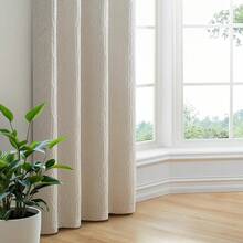 Beige And Black% Blackout Geometric Pattern Curtains, 52 Inch Wide 96 Inches Long 2 Panels, Thermal Insulated Noise Reducing Anti-Rust Grommet Drapes Bedroom Living Room,, Modern Style, Energy-Efficient - 奶油白 - 查看 7