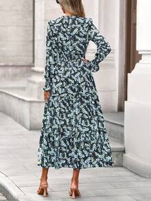 Women's Spring And Fall Clothes Floral Maxi Dress Fall Long Sleeve V Neck Casual A Line Long Flowy Boho Party Valentine Vacation Dresses