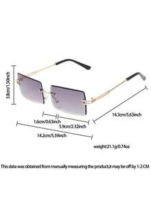 2pcs Square Frameless Y2K One-Piece Stylish Fashion Glasses - Multicolor - View 5