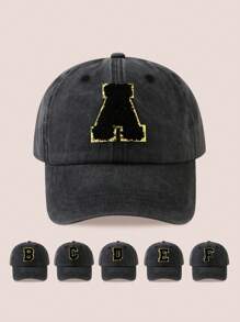 1 件男女字母印花水洗棒球帽，适合户外活动和日常佩戴的太阳帽，防晒 - 粉色 - 查看 9