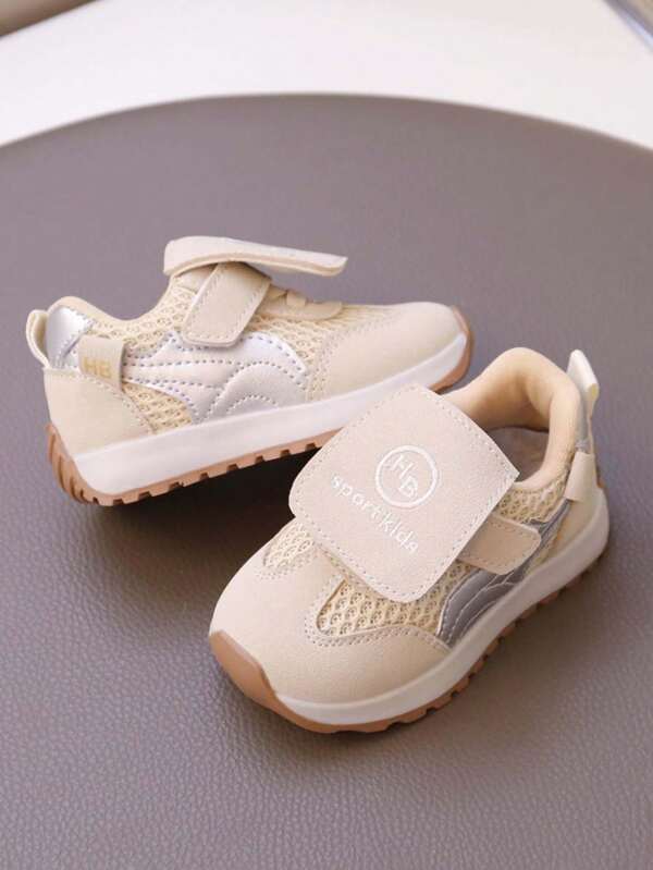 1 paar ademende mesh-sneakers met grote tong en klittenbandsluiting voor peuters, jongens en meisjes, geschikt voor de lente en herfst