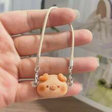 1pc(Excluding Dolls) Dollhouse Mini Cartoon Animal Shy Pig Model Creative Neck Hanging Accessories Doll Pendant Cloth Hanging Party Gift