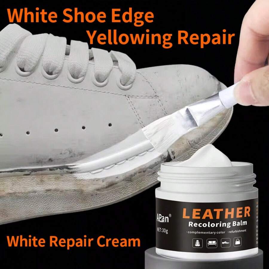 白色鞋子颜色修复染料，附赠一支修补刷和一块海绵。修复褪色的白色鞋子边缘和鞋跟。涂抹式修补膏可遮盖泛黄和黑色痕迹，修复鞋头磨损的皮革，使用方便，不易褪色。鞋子，春夏精选，伴娘礼物，房间，卧室装饰，海滩，旅行，男士，女士，度假，婚礼，Y2K，派对，母亲节礼物，卧室装饰，花园，厨房装饰，夏季，海滩，旅行必备，房间装饰，软萌，毕业季