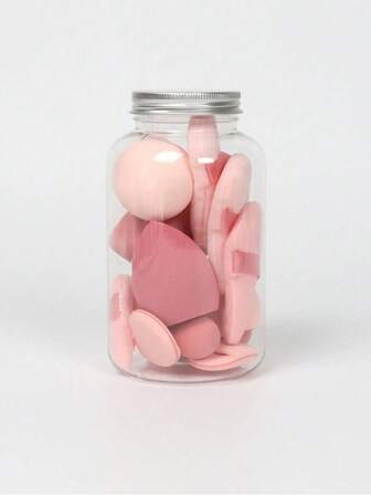 ชุดฟองน้ำแต่งหน้า 15 ชิ้น พร้อมโถเก็บ, ประกอบด้วย ฟองน้ำแต่งหน้า 3 ชิ้น & ฟองน้ำแต่งหน้าขนาดเล็ก 3 ชิ้น & พัฟฝุ่น 3 ชิ้น & พัฟฝุ่นขนาดเล็ก 3 ชิ้น & พัฟคุชชั่นลมขนาดเล็กแบบนิ้ว 3 ชิ้น ทำจากกำมะหยี่เนื้อนุ่มพิเศษเพื่อสร้างสรรค์ครีมและแป้งที่ไร้ที่ติ