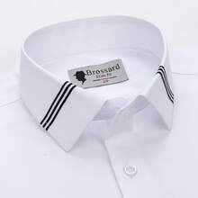 [Tedelon]56% Polyester 40% Cotton 4% Spandex ,Slim Fit Dress Shirt - White Formal/Casual Shirt With Contrast Collar & Cuff Details, Breathable Cotton Blend For Business, Daily Wear - 白色 - 查看 1