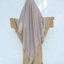 1 pieza Hiyab de jersey de unicolor oversize, conveniente para uso diario con abaya khimar, adecuado para todas las estaciones para vestir - Multicolor - Ver 14