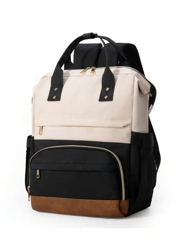 1pc Fashionable Multi-Function Mommy Backpack, Large Capacity Diaper Bag, Portable Maternity Bag For Mom & Baby