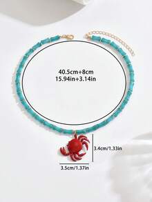 pieza de elegante collar de joyeríbohemia oceánica para mujer, para todas las estaciones, con estrellas de mar de plástico multicolor, conchas artificiales, caracolas, peces pequeños, ca - Multicolor 6 - Ver 5