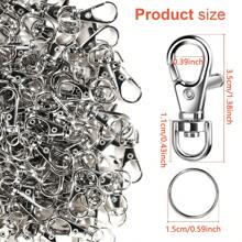 10/30/50/100 Pcs Metal Swivel Clasps And Key Rings, Lobster Claw Key Chains And Key Rings, Keys, Jewelry Making, Silver - Rotatable Keychain Set - View 2