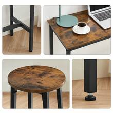 Bar Table And Chairs Set, Kitchen Bar Table With Bar Stools Set Of 2, Dining Table Set, Industrial Steel Frame, Rustic Brown And Black - Rust Brown - View 7